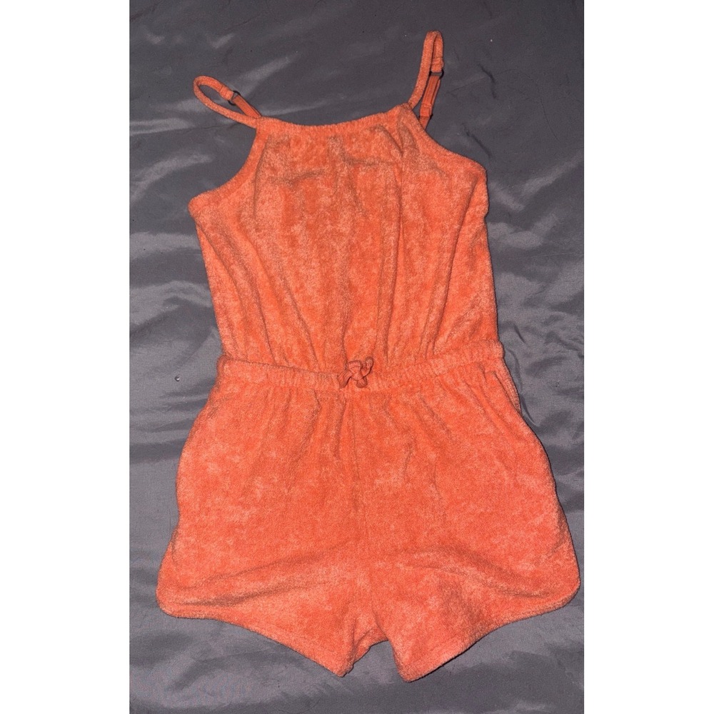 Abercrombie Kids Orange‎ Terry Tank Romper w/ Pockets, Size 7/8